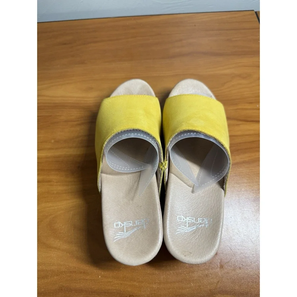 Dansko Yellow Maci Mule Sandals Nubuck Leather Wood Clog Slip On EU 36 US 5.5/6